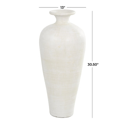 Grand vase décoratif en céramique de style amphore - Blanc - Roche River Decor