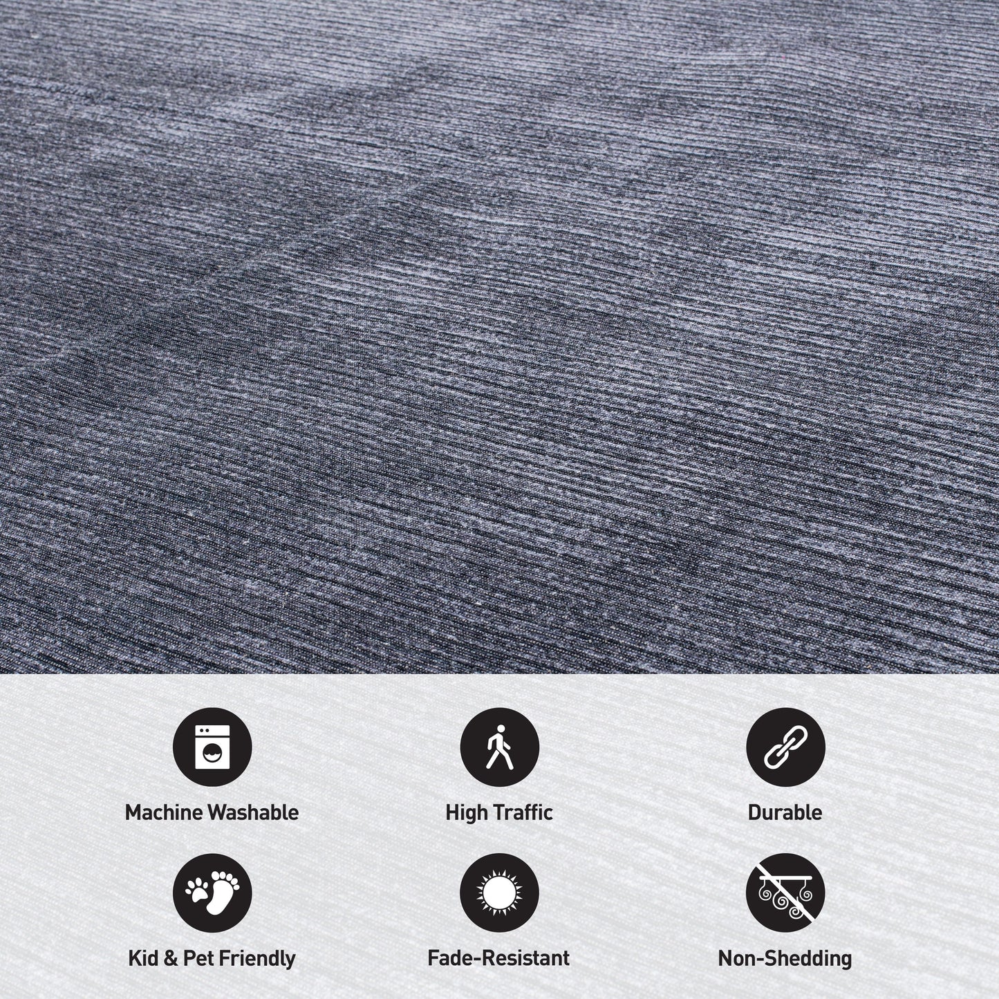 Contemporary Distressed Stripe Machine Washable Area Rug