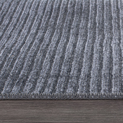 Contemporary Distressed Stripe Machine Washable Area Rug
