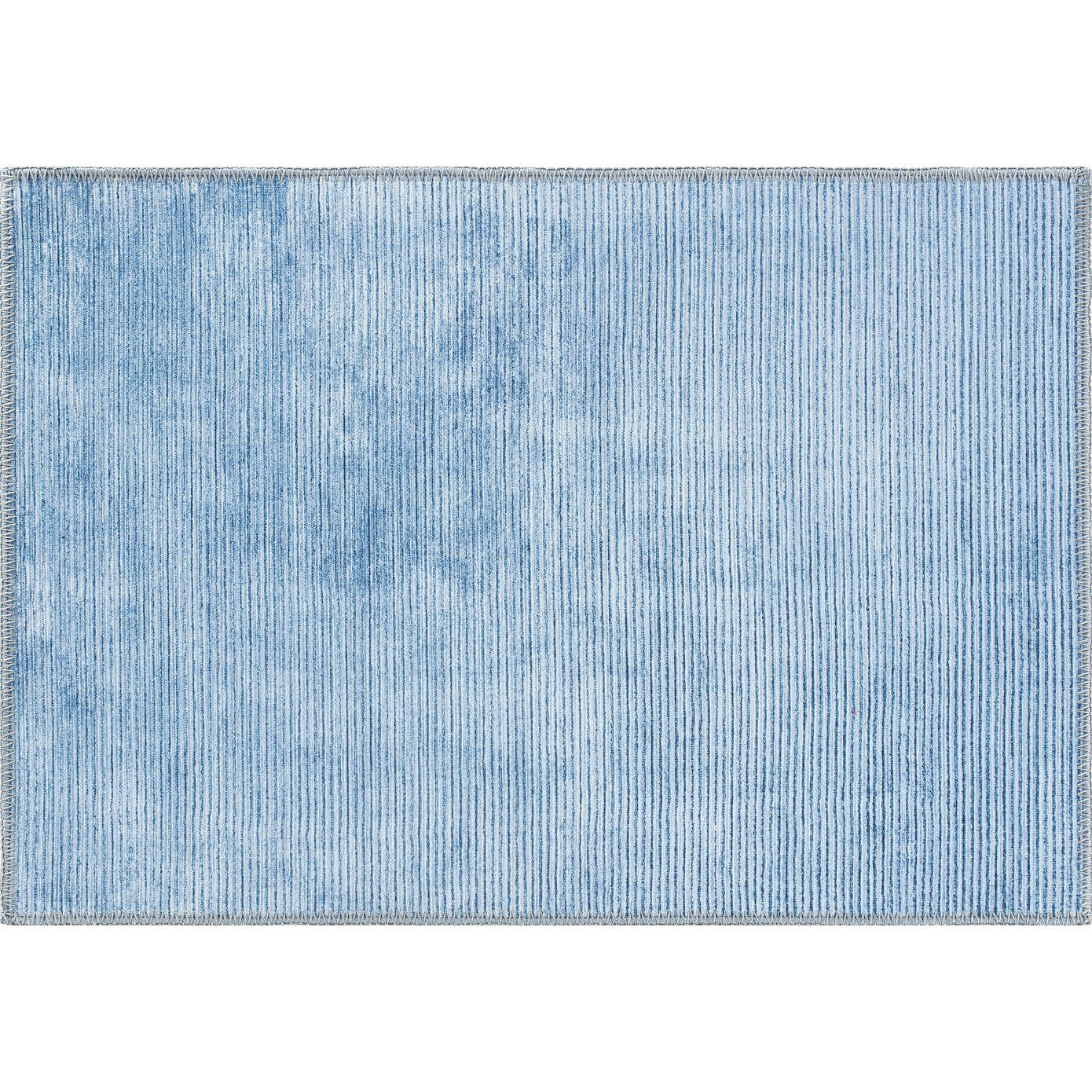 Contemporary Distressed Stripe Machine Washable Area Rug