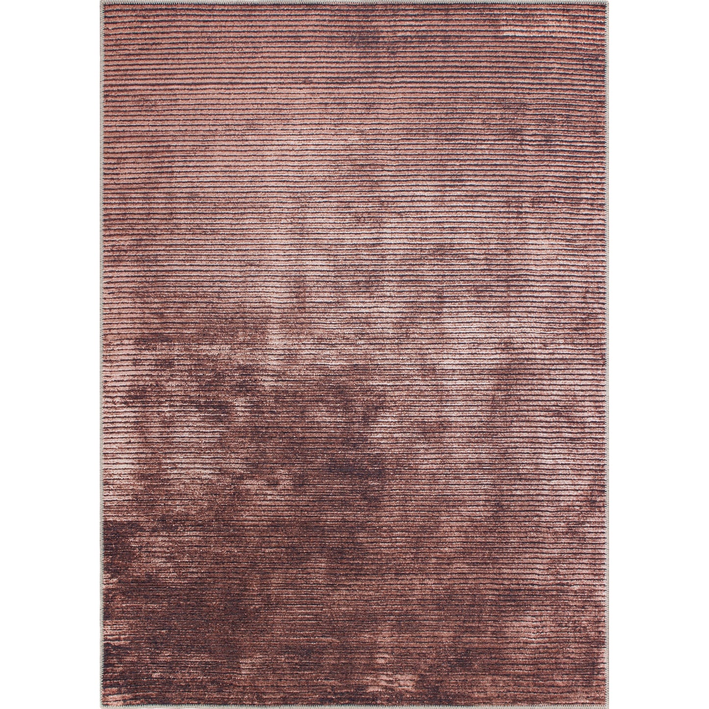 Contemporary Distressed Stripe Machine Washable Area Rug