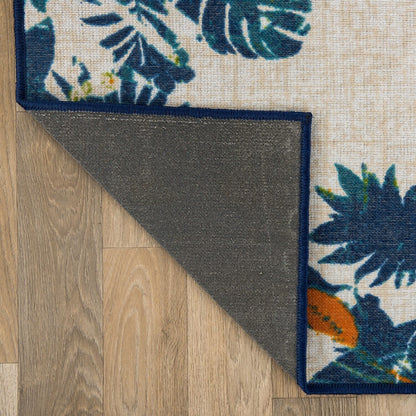 Contemporary Floral Border Indoor/Outdoor Area Rug