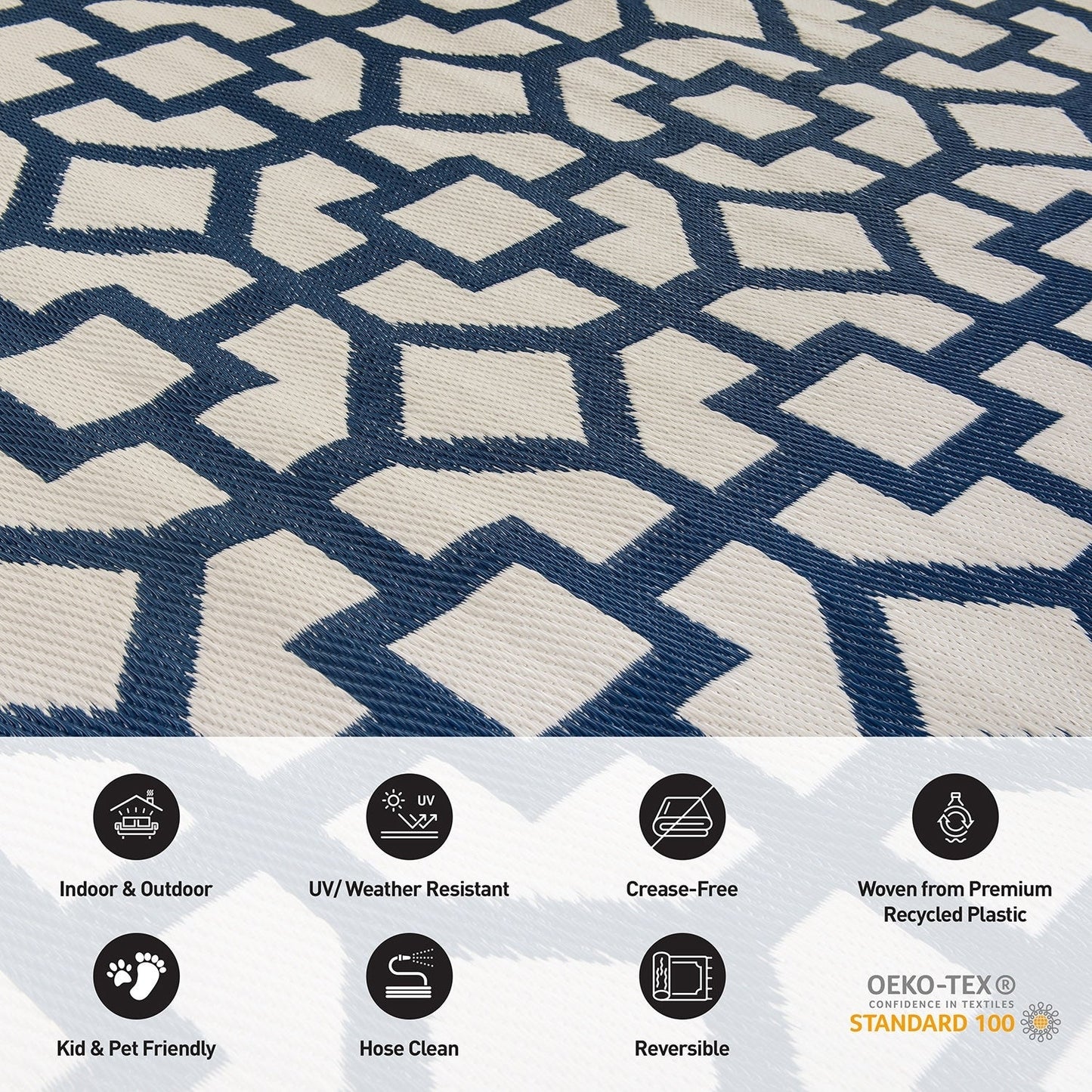 Contemporary Geometric Reversible Plastic Outdoor Rugs