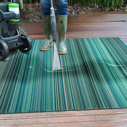 Contemporary Stripe Reversible Plastic Outdoor Rugs