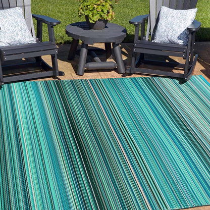 Contemporary Stripe Reversible Plastic Outdoor Rugs