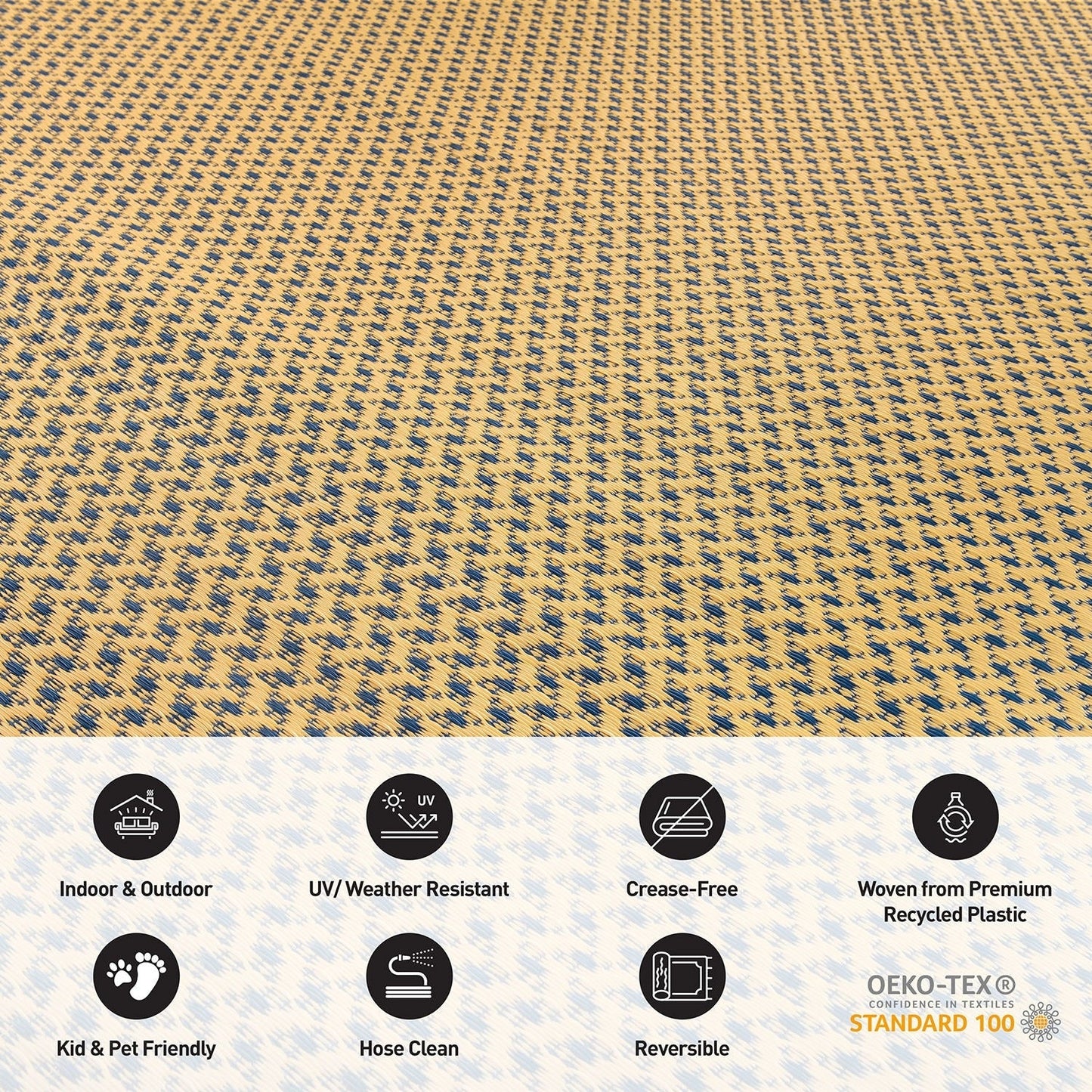 Contemporay Solid Reversible Plastic Outdoor Rugs