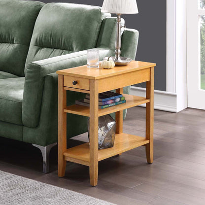 Convenience Concepts American Heritage 1 Drawer Chairside End Table with Shelves