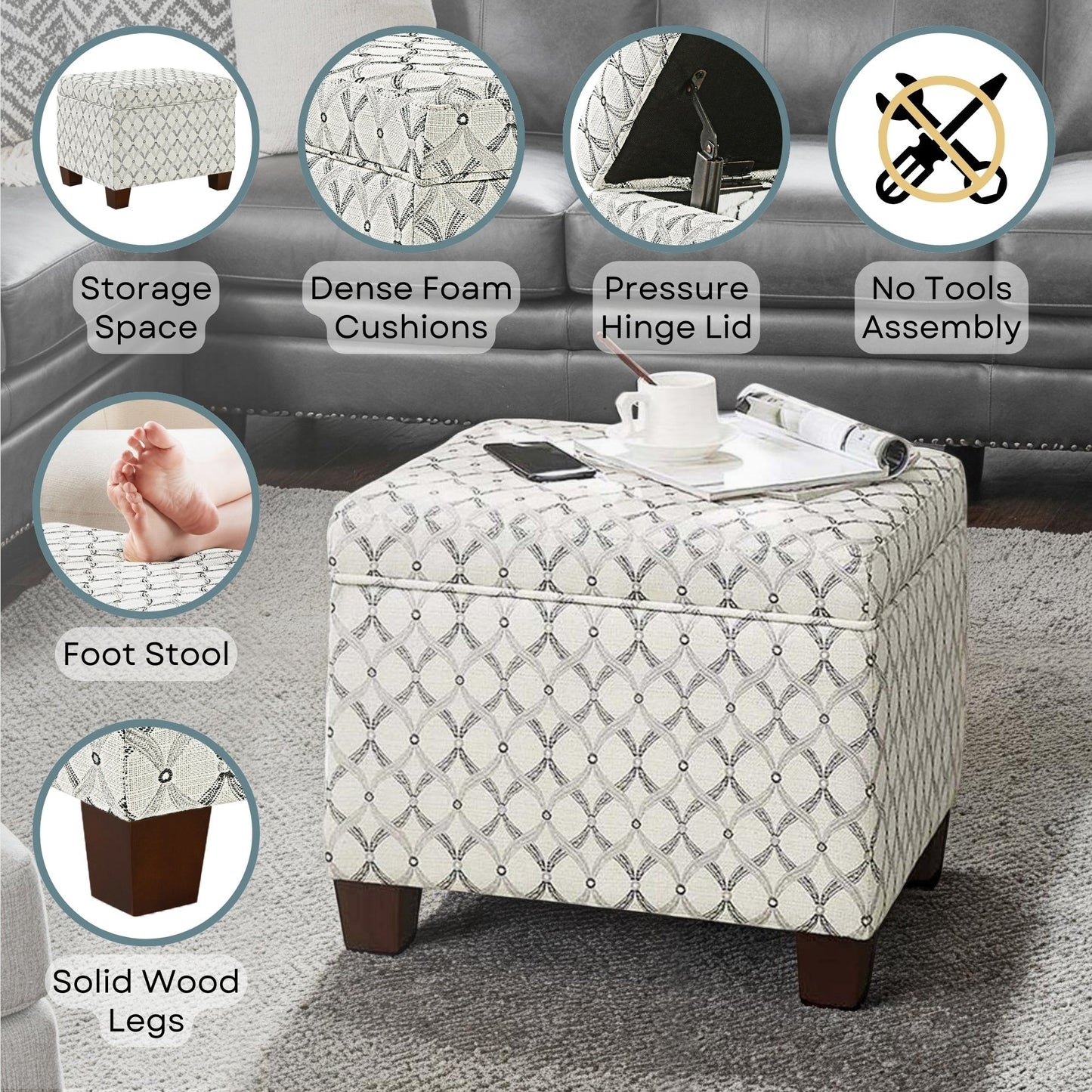 Convenience Concepts Madison Storage Ottoman