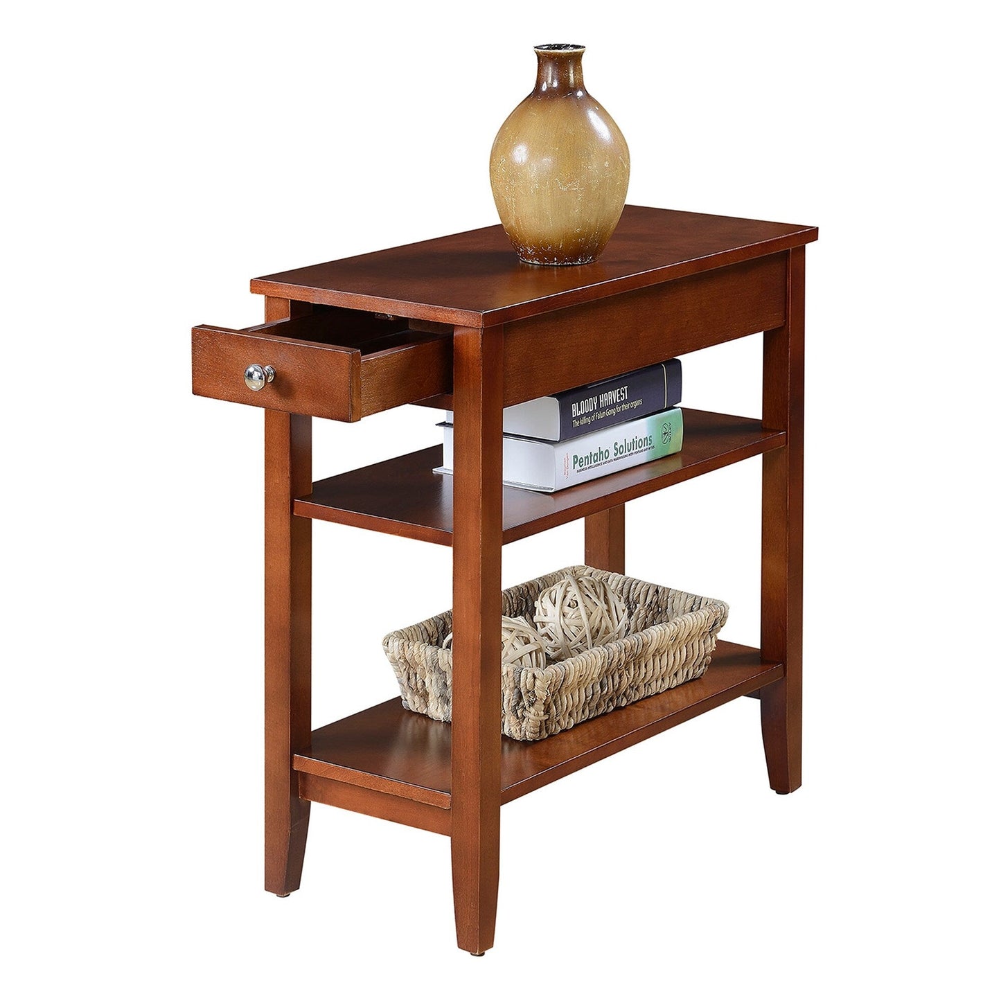 Convenience Concepts American Heritage 1 Drawer Chairside End Table with Shelves