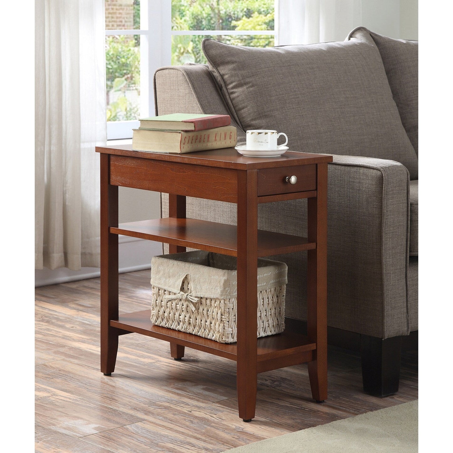 Convenience Concepts American Heritage 1 Drawer Chairside End Table with Shelves