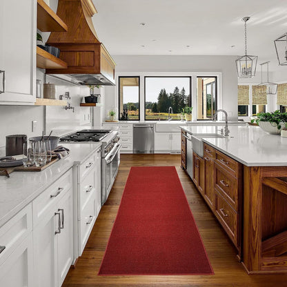 Custom Size Solid Design Beige,Brown,Red Color Non-Slip Rubber Backing- 26 Inch Wide x Your Choice of Length Runner Rug