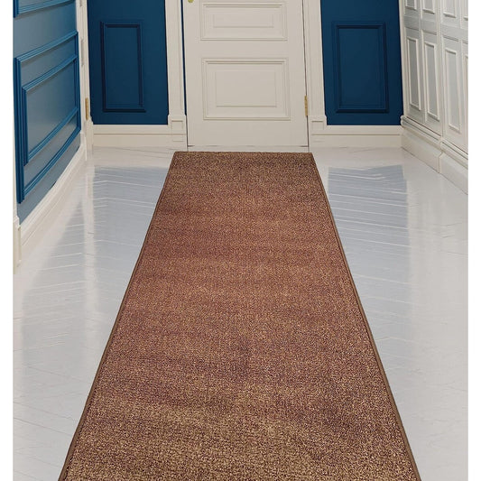 Custom Size Solid Design Beige,Brown,Red Color Non-Slip Rubber Backing- 26 Inch Wide x Your Choice of Length Runner Rug