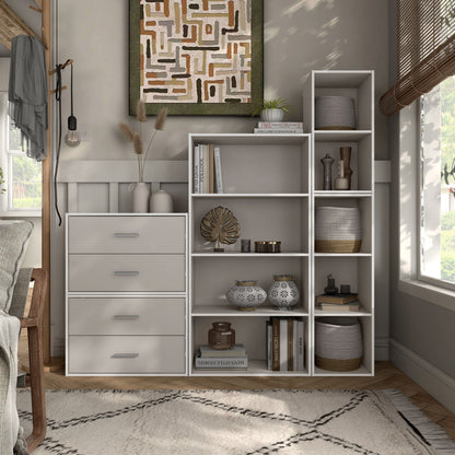 DH BASIC Organisateur de rangement empilable personnalisable en bois moderne - Étagères cubiques, armoire à tiroirs, bibliothèque avec portes par Denhour