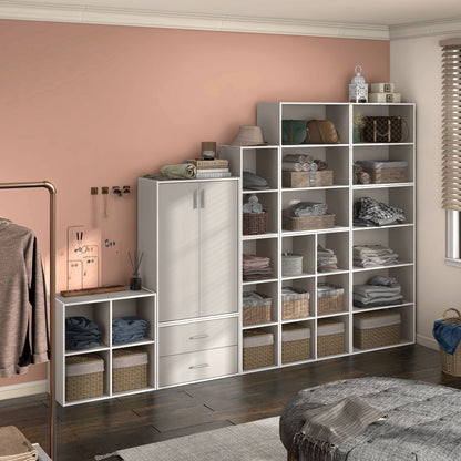 DH BASIC Organisateur de rangement empilable personnalisable en bois moderne - Étagères cubiques, armoire à tiroirs, bibliothèque avec portes par Denhour