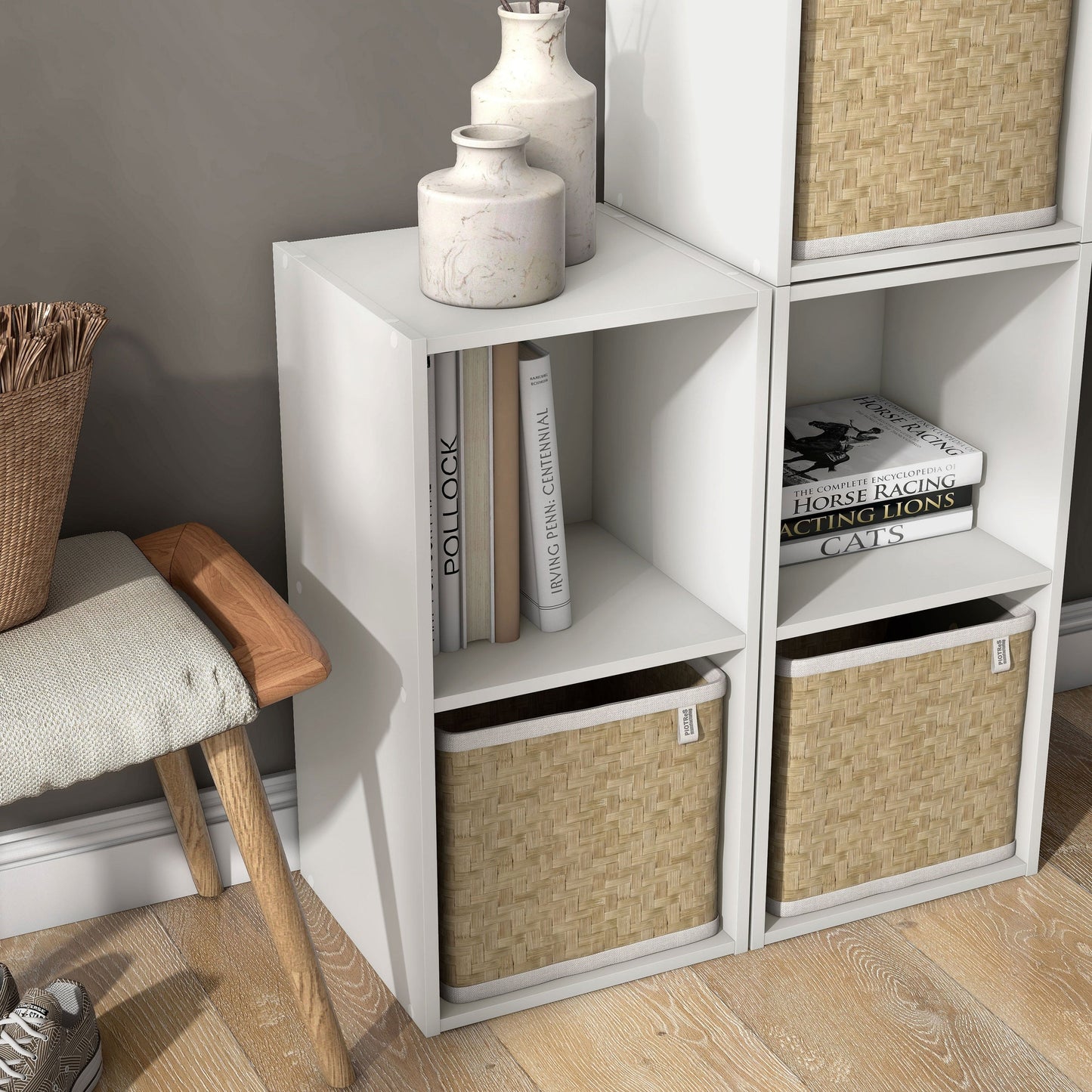 DH BASIC Organisateur de rangement empilable personnalisable en bois moderne - Étagères cubiques, armoire à tiroirs, bibliothèque avec portes par Denhour
