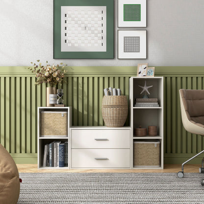 DH BASIC Organisateur de rangement empilable personnalisable en bois moderne - Étagères cubiques, armoire à tiroirs, bibliothèque avec portes par Denhour