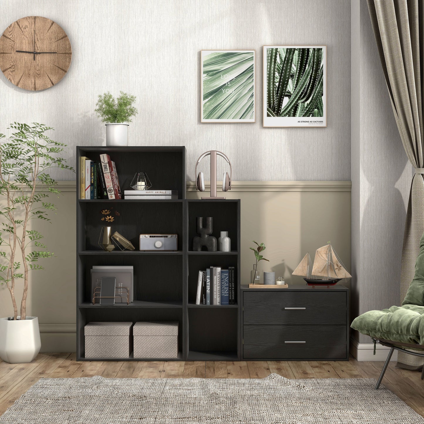 DH BASIC Organisateur de rangement empilable personnalisable en bois moderne - Étagères cubiques, armoire à tiroirs, bibliothèque avec portes par Denhour
