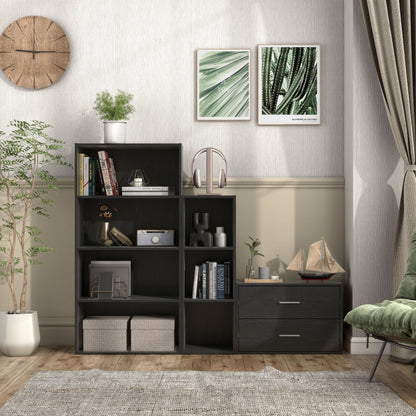 DH BASIC Organisateur de rangement empilable personnalisable en bois moderne - Étagères cubiques, armoire à tiroirs, bibliothèque avec portes par Denhour