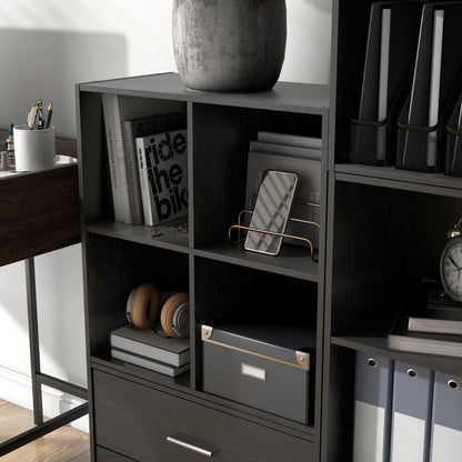 DH BASIC Organisateur de rangement empilable personnalisable en bois moderne - Étagères cubiques, armoire à tiroirs, bibliothèque avec portes par Denhour