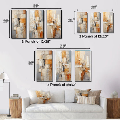 Designart Abstraction I Ensemble de 3 cadres muraux encadrés abstraits pour décoration intérieure
