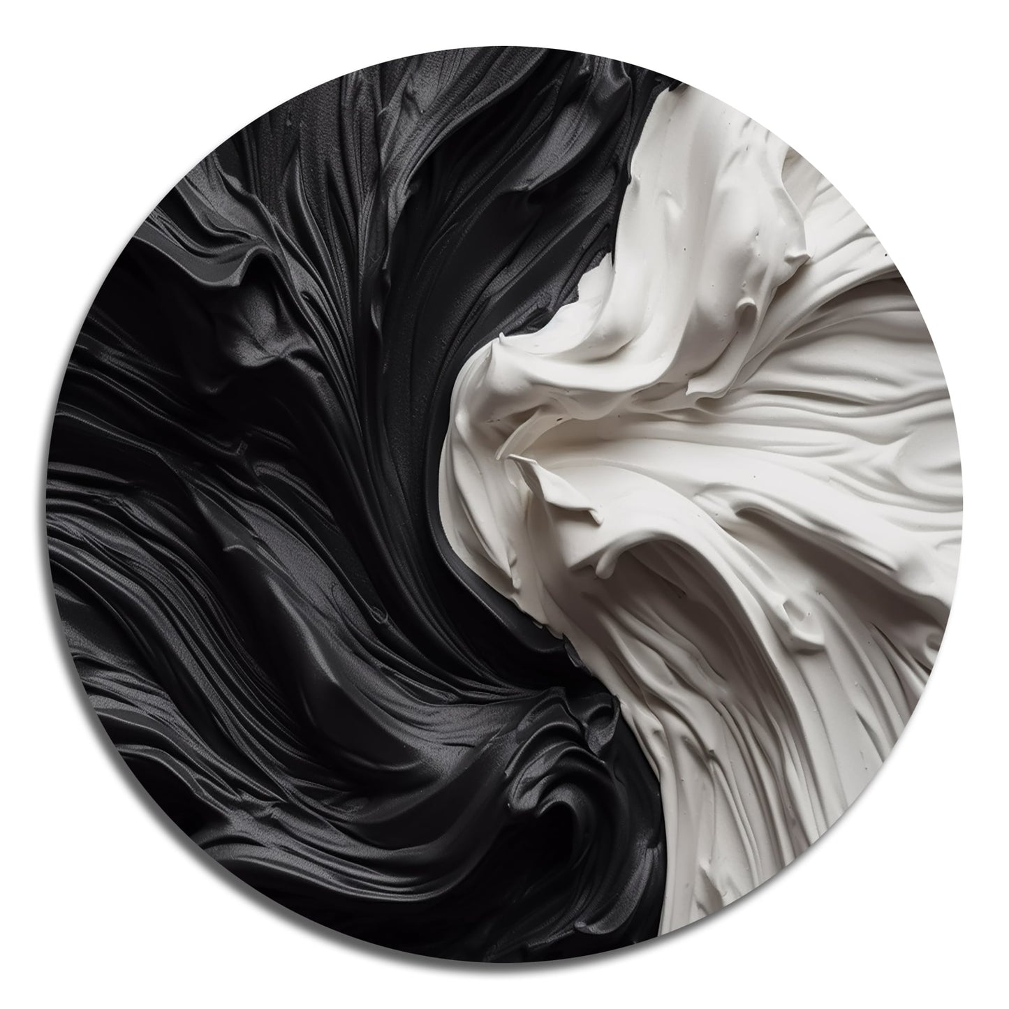 Designart Noir Blanc Marbré Dreamscape V Art Mural Rond Géométrique Moderne en Métal