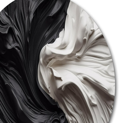 Designart Noir Blanc Marbré Dreamscape V Art Mural Rond Géométrique Moderne en Métal