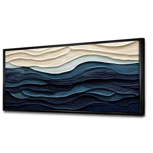 Designart Blue And White Coastal Wave S Edge Coastal Minimalism Blue Wall Decor Coastal Living Room Framed Canvas Art