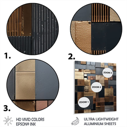 Designart Brown Abstract Tile Mosiac Charm Abstract Tile Metal Wall Art Brown Metal Wall Decor Modern Metal Art Work