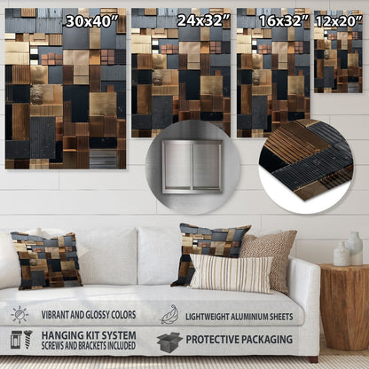 Designart Brown Abstract Tile Mosiac Charm Abstract Tile Metal Wall Art Brown Metal Wall Decor Modern Metal Art Work