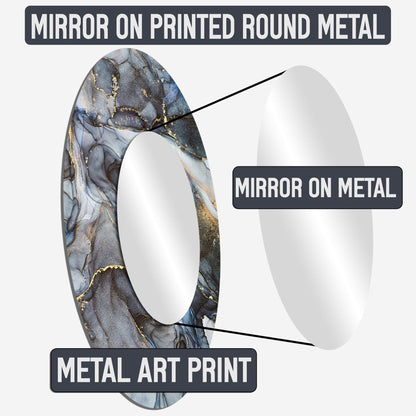 Miroir de salon Designart doré et noir, intemporel et abstrait, spirales - Grand miroir rond moderne doré