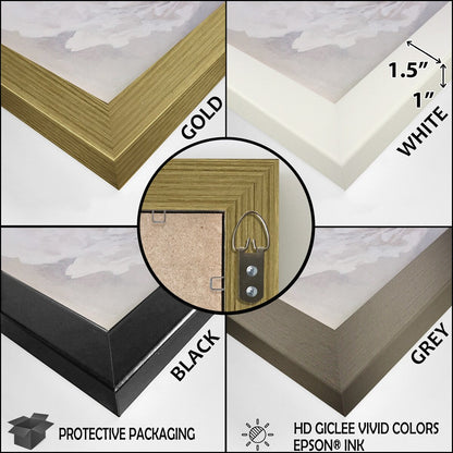 Designart Minimalisme Beige et Gris Vague Horizon I Décoration Murale Encadrée Minimalisme Côtier