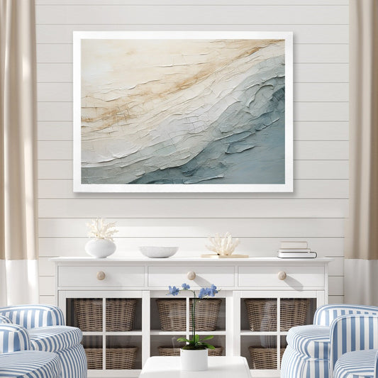 Designart Minimalism Beige And Grey Wave Horizon I Coastal Minimalism Framed Wall Decor