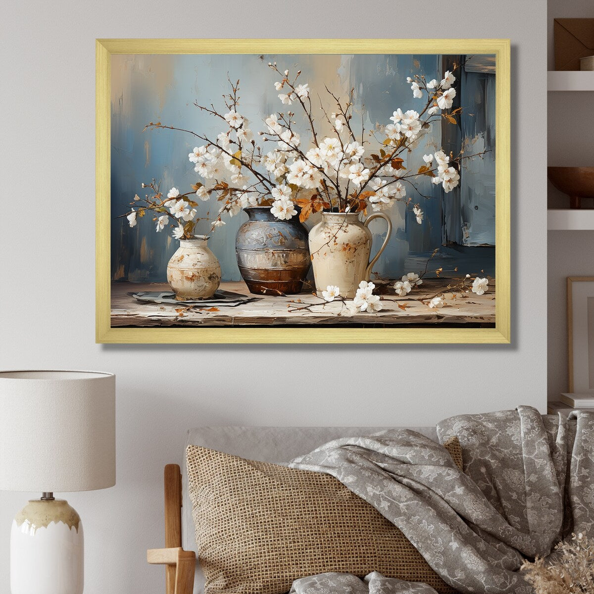 Impression sur toile encadrée Designart Poterie et fleurs Nature morte I Paysage Arbres