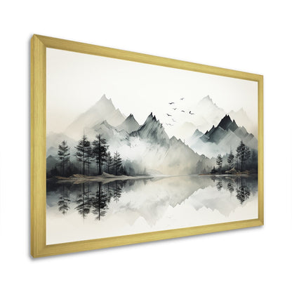 Toile encadrée Designart Aquarelle Lac et Forêt Rêve I Paysage Montagnes