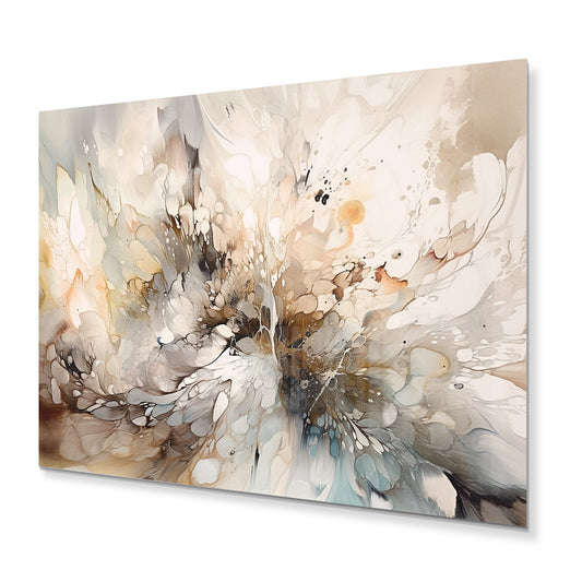 Designart Profondeurs géométriques blanches et grises I Art mural géométrique moderne en métal