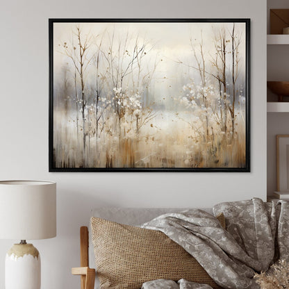 Décoration murale Designart Winter Meadow View Calmness II Meadow Grey - Art mural sur toile encadrée traditionnelle pour chambre à coucher