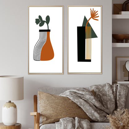 Designart Bohème Mid Century Géométrique Typographie VI Géométrique Encadré Art Ensemble de 2 Pièces