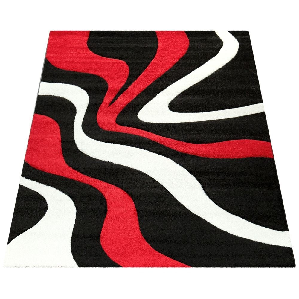 Tapis design avec contour découpé et motif ondulé moderne