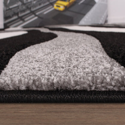 Tapis design avec contour découpé et motif ondulé moderne