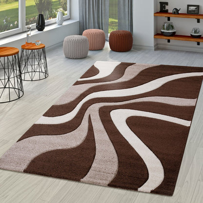 Tapis design avec contour découpé et motif ondulé moderne