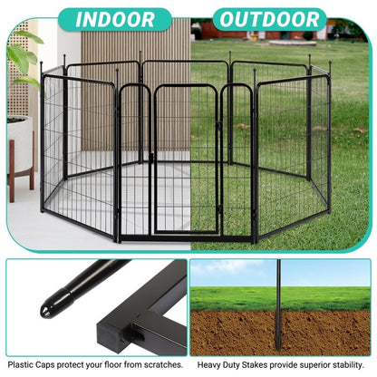 Parc pour chien, clôture pour chien, hauteur 32, 8 panneaux, parc pour chien en métal