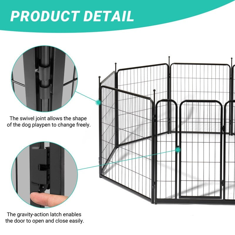 Parc pour chien, clôture pour chien, hauteur 32, 8 panneaux, parc pour chien en métal
