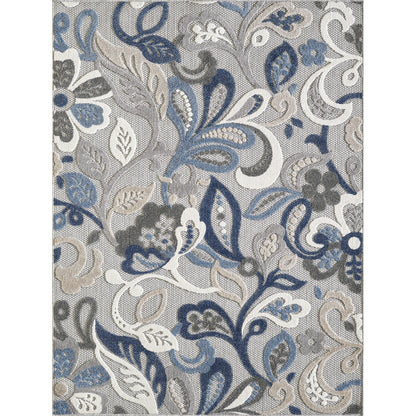 Tapis d'intérieur/extérieur texturé floral Domani Napa