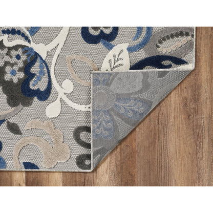 Tapis d'intérieur/extérieur texturé floral Domani Napa