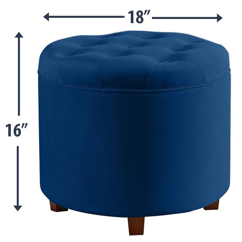 Pouf de rangement rond capitonné Donovan