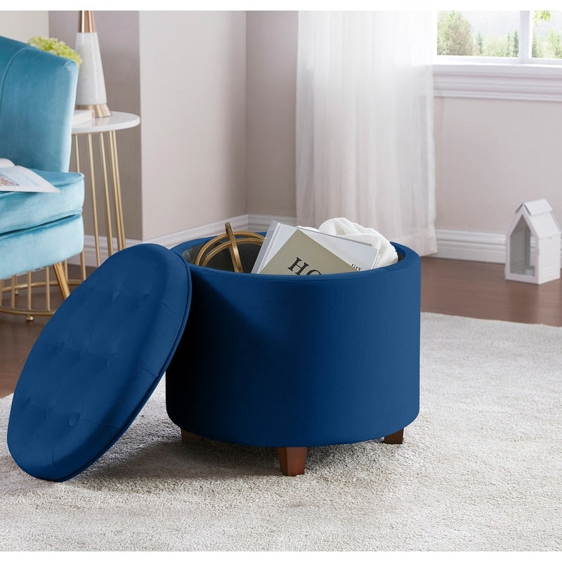 Pouf de rangement rond capitonné Donovan