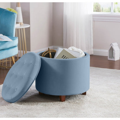 Pouf de rangement rond capitonné Donovan