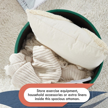 Pouf de rangement rond capitonné Donovan