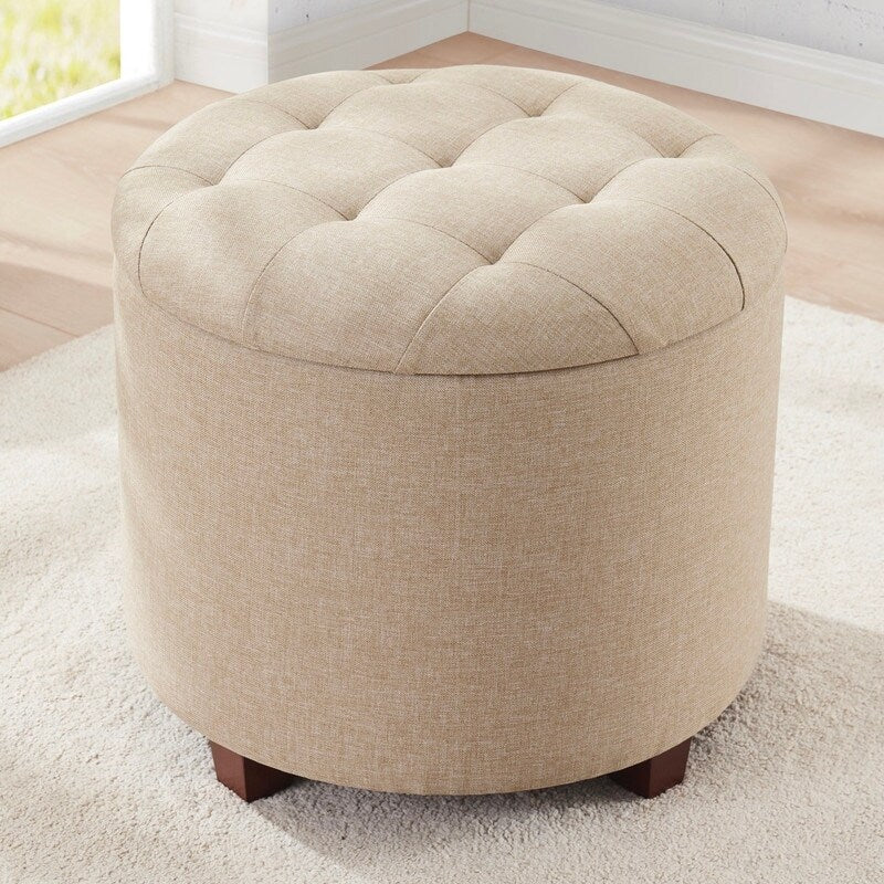 Pouf de rangement rond capitonné Donovan
