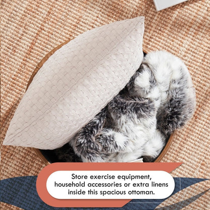 Pouf de rangement rond capitonné Donovan